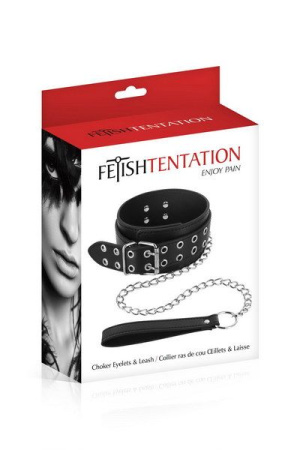 фото Ошейник широкий с поводком Fetish Tentation Eyalets and Leash фото Ошейник широкий с поводком Fetish Tentation Eyalets and Leash